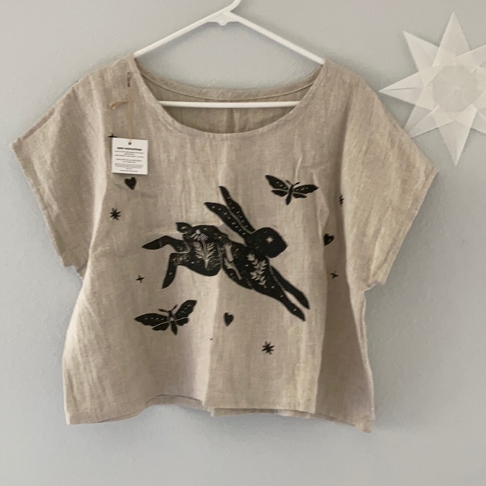 NWT sister nettle block printed crop top S/m